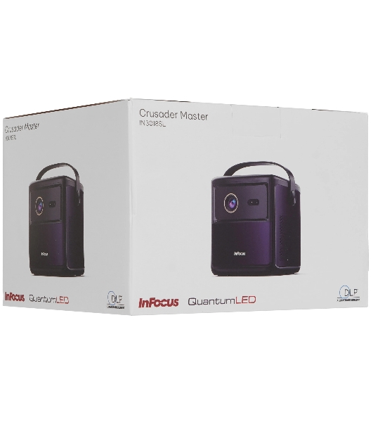 LED проектор InFocus IN3018SL Crusader Master DLP, 450 lm, FullHD, (1.2:1), HDMI 2.0 (eARC) USB-A 2.0, AUX, Bluetooth 5.1/BLE, wi-fi 2.4/5GHz, 2х10W Dolby Audio, до 25000ч., 1.57 кг батарейка
