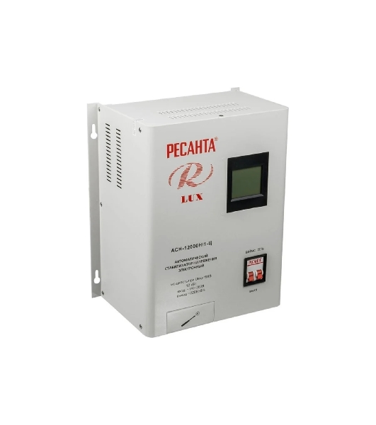 Стабилизаторы напряжения Ресанта АСН-12000/Н1-Ц 63/6/22 Стабилизатор Lux 220В±8%, Габ. 305х190х360, Вес 19,5кг