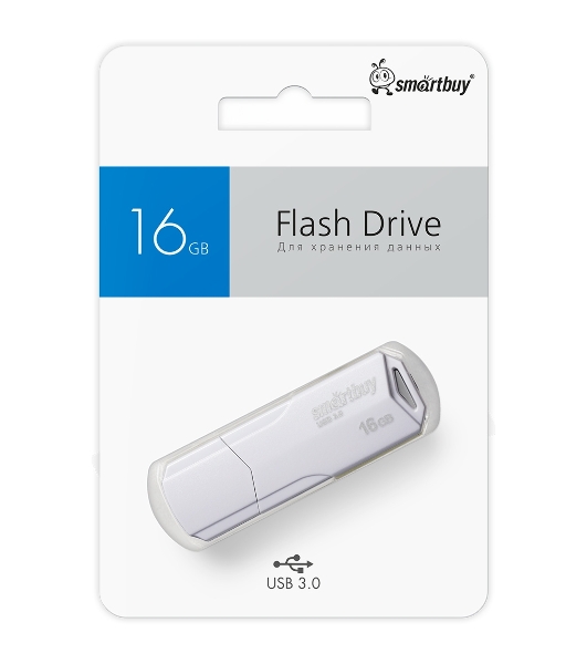 Флешка USB Smartbuy CLUE white (SB16GbCLU-W3), 16Gb, USB 3.0/3.1, R/W 70/25, белый