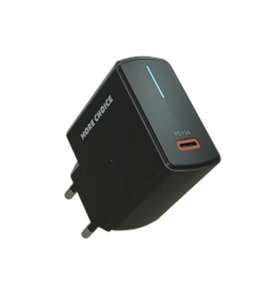 Сетевое зарядное устройство MORE CHOICE (4610196409936) NC60 1USB-C 3.0A PD 20W быстрая зарядка черный