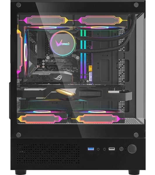 Компьютерный корпус AeroCool/Formula Crystal Z1CM черный без БП mATX 5x120мм 1xUSB3.0 audio bott PSU