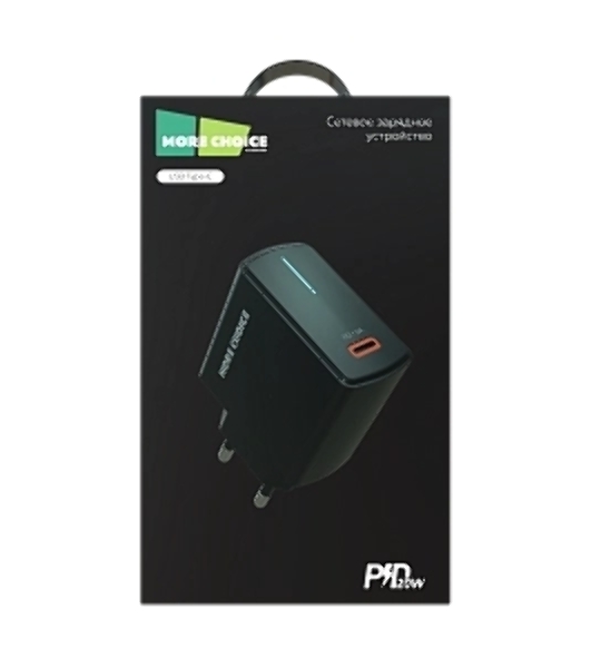 Сетевое зарядное устройство MORE CHOICE (4610196409936) NC60 1USB-C 3.0A PD 20W быстрая зарядка черный