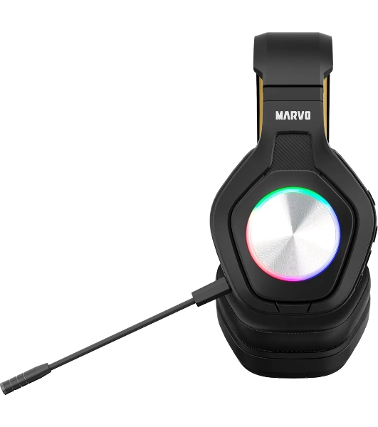 Гарнитура MARVO HG9084W Pulz 80W чёрный, беспроводная + проводная, радиоканал, до 50 ч, подсветка, совместимость с PS5, Xbox