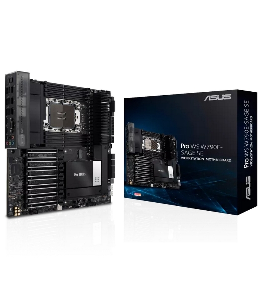 Материнская плата ASUS Pro WS W790E-SAGE SE, LGA4677, Intel W790, 8xDDR5 (ECC), 3xM.2, 2xSlimSAS, 8xSATA, 7xPCIe 5.0, 2x10Gb LAN, 1xUSB 3.2 Gen 2x2 (Type-C), 5xUSB 3.2 Gen 2 (Type-A + Type-C), 2xUSB 2.0, 5x3.5 мм, 7.1, EATX
