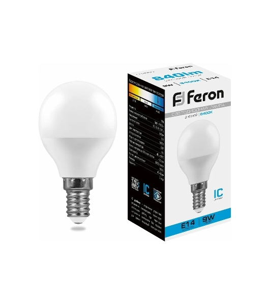Лампа светодиодная Feron LB-550 9W 230V E14 6400K G45