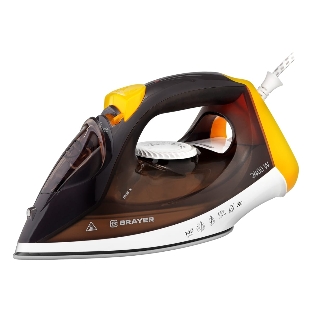 Утюг BRAYER BR4003 коричневый/белый/желтый, 2400 Вт, 25 г/мин, 140 г/мин, 330 мл