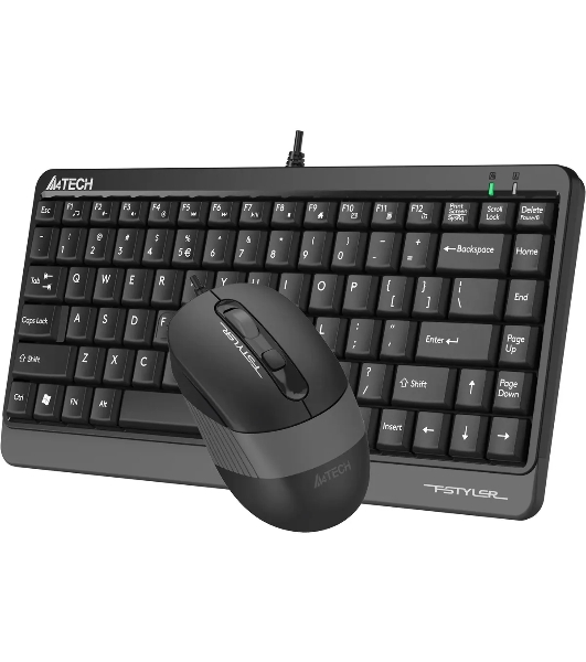 Комплект клавиатура+мышь A4Tech FStyler F1110 проводной, USB, 2000 DPI, чёрный/серый