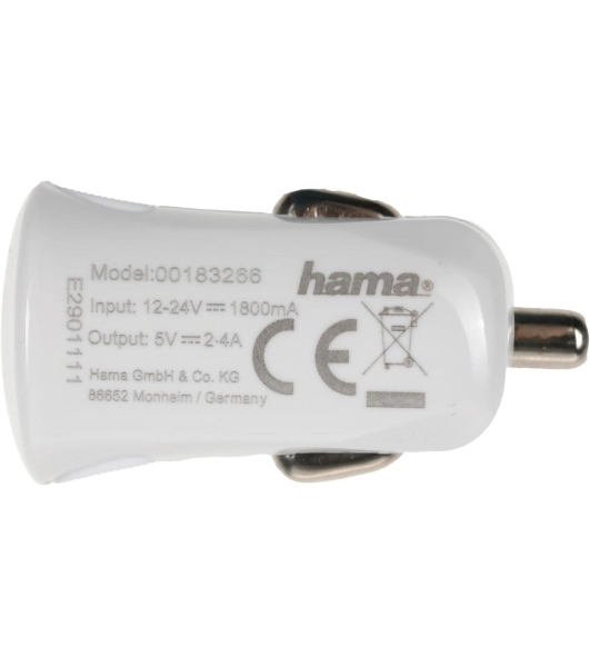 Комплект зарядное устройство Hama H-183266 2.4A для Apple кабель Apple Lightning белый