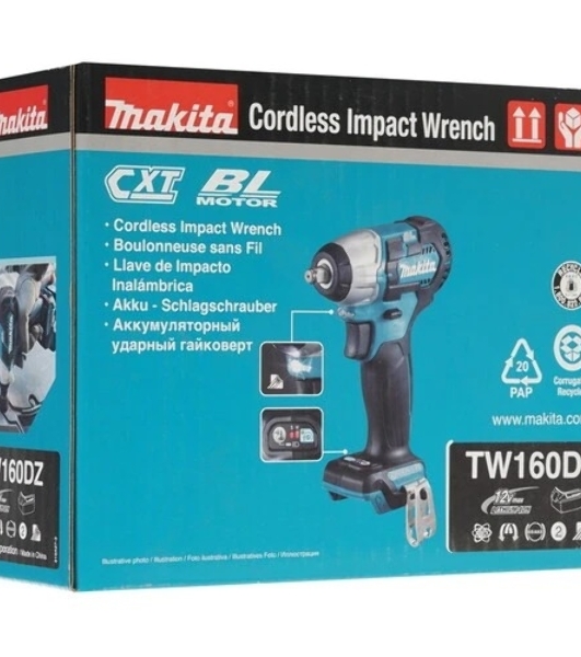 Гайковерт Makita TW160DZ аккум. патрон:квад.3/8' (кейс в комплекте)