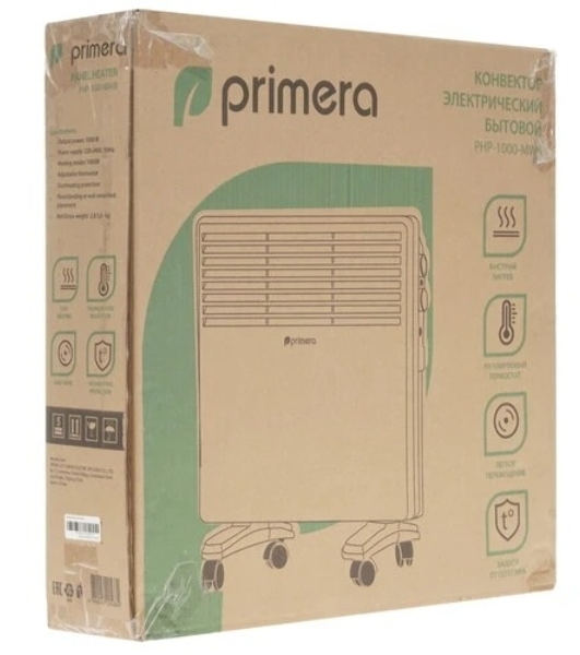 Конвектор электрический Primera PHP-1000-MWB, белый, 1000 Вт, 15 м2, термостат