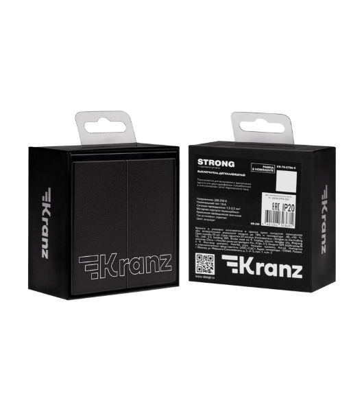 Выключатель Kranz STRONG 2 кл 10А с/у графит