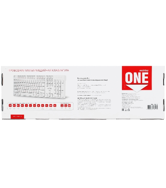Клавиатура проводная мультимедийная Smartbuy ONE 238 USB белая (SBK-238U-W)/20