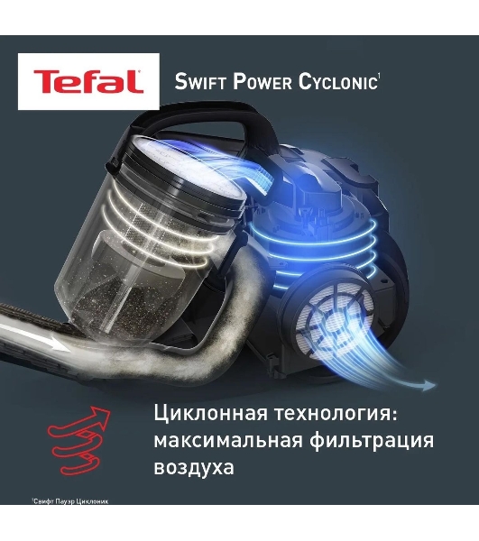 Пылесос Tefal TW2922EA бирюзовый/черный, 750/2100Вт, уборка сухая, пылесборник контейнер 1.5 л