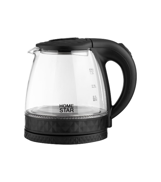 Чайник электрический Homestar HS-1053 1.2 л, стекло/пластик, черный