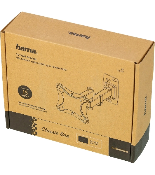 Кронштейн для телевизора Hama R1 118152 черный, 10'-27' макс. 15 кг, настенный, поворот