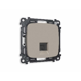 Комплект механизма компьютерной розетки OMEGA Серо-бежевый матовый RJ-45(8P8C) CAT6 с шторкой QUANT (OP3720, VM188) MO372010