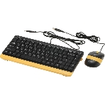 Комплект клавиатура+мышь A4Tech FStyler F1110 проводной, USB, 2000 DPI, чёрный/жёлтый, фото 1