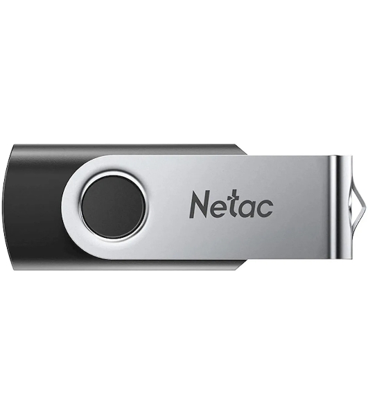 Флешка USB Netac U505 (NT03U505N-016G-20BK), 16Gb, USB 2.0, R/W 70/30, черный/серебристый