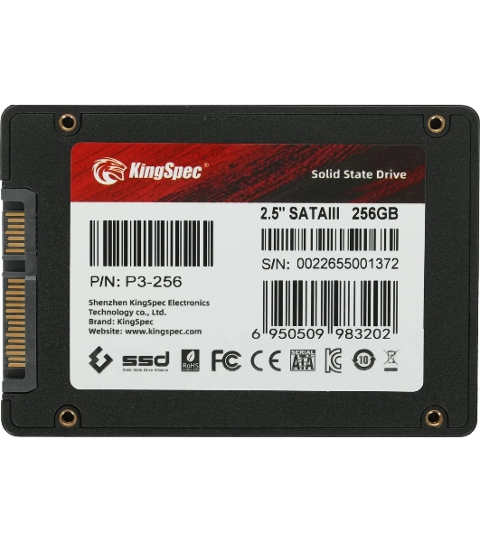 Накопитель SSD KingSpec P3-256, 256Gb, SATA, 2.5', R/W 570/500