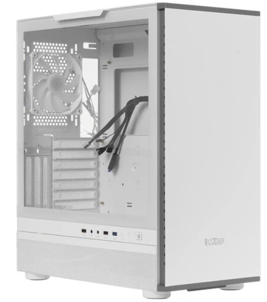 Компьютерный корпус PCCooler IE200 WH, Tempered Glass Full Tower, белый, TG, SPCC, 1x120мм ARGb E-ATX, ATX, mATX, mITX 180/380/220мм 4x2.5', 2x3.5', 7+3xPCI 1xUSB-A 3.0, 2xUSB-A 2.0 432x225x495мм