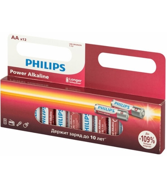 Элемент питания алкалиновый AA/LR6 1.5В Power (блист. 12шт) Philips Б0064661