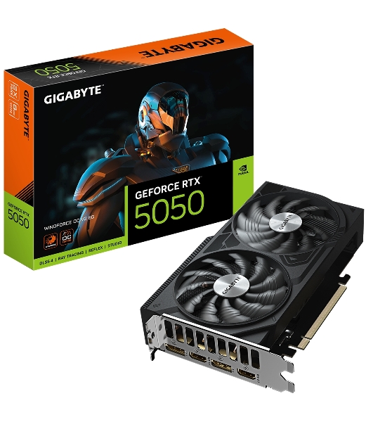 Видеокарта Gigabyte GeForce WINDFORCE OC V2, NVIDIA RTX 5050, 8 ГБ GDDR6, 128 бит, PCI-e 5.0, 1xHDMI, 2xDP, 2587 МГц