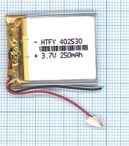 Аккумулятор Li-Pol (батарея) 4x25x30мм 2pin 3.7V/250mAh