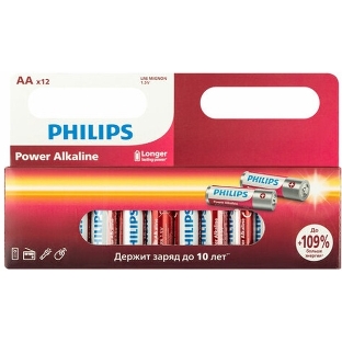 Элемент питания алкалиновый AA/LR6 1.5В Power (блист. 12шт) Philips Б0064661