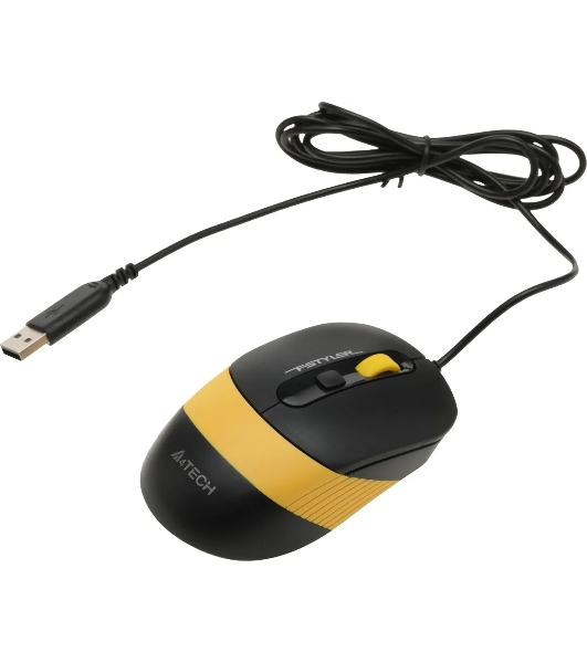 Комплект клавиатура+мышь A4Tech FStyler F1110 проводной, USB, 2000 DPI, чёрный/жёлтый