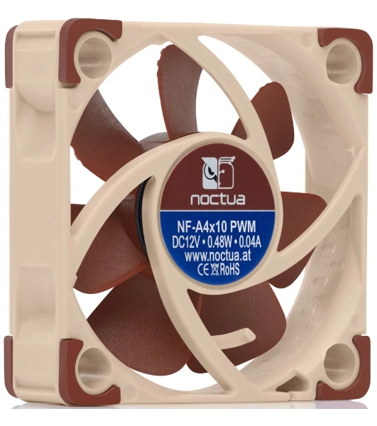 Вентилятор корпусной Noctua NF-A4x10 PWM, 40 мм, 5000 об/мин, 18.1 дБ, 4-pin PWM, без подсветки