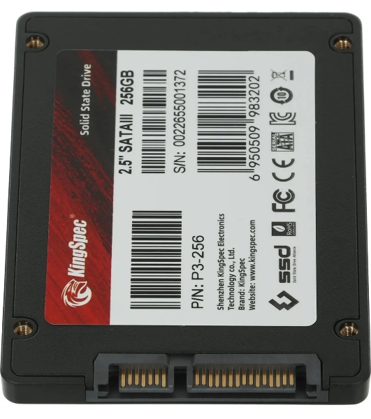 Накопитель SSD KingSpec P3-256, 256Gb, SATA, 2.5', R/W 570/500