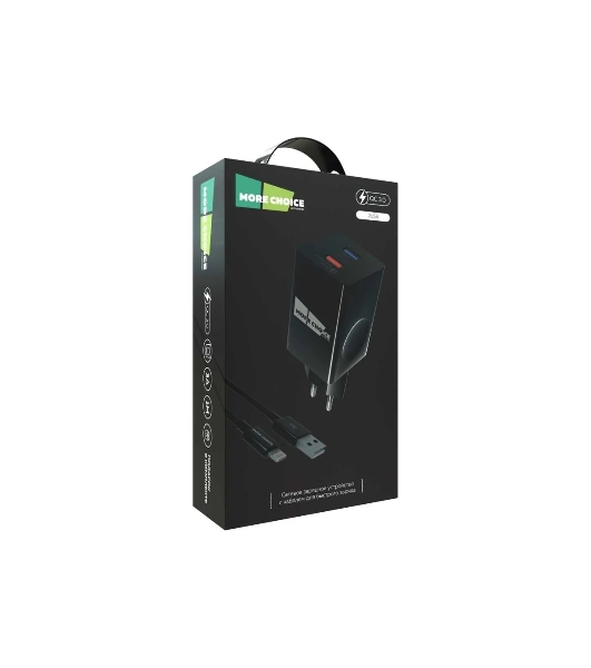 Сетевое зарядное устройство MORE CHOICE (4620202550286) NC69i 2USB 3.0A QC3.0 быстрая зарядка для Lighting 8-pin черный