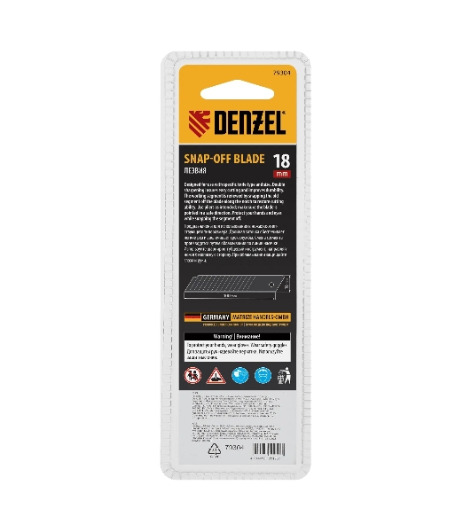 Лезвия Denzel 18 мм, сталь SK5 - 0,5 мм, многосегментные, 10 шт.