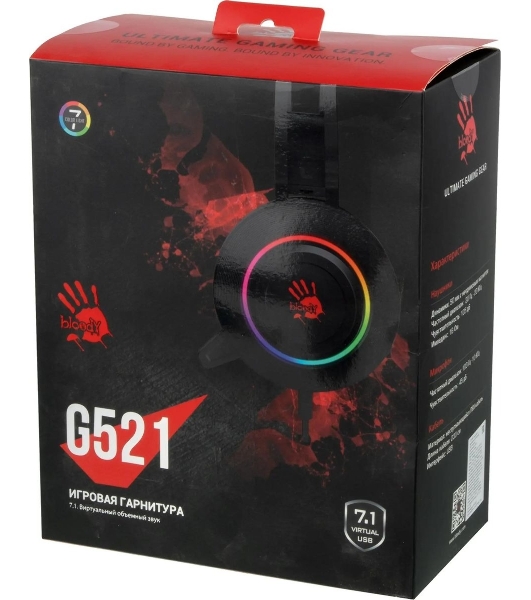 Гарнитура Bloody G521 чёрный, проводная, USB