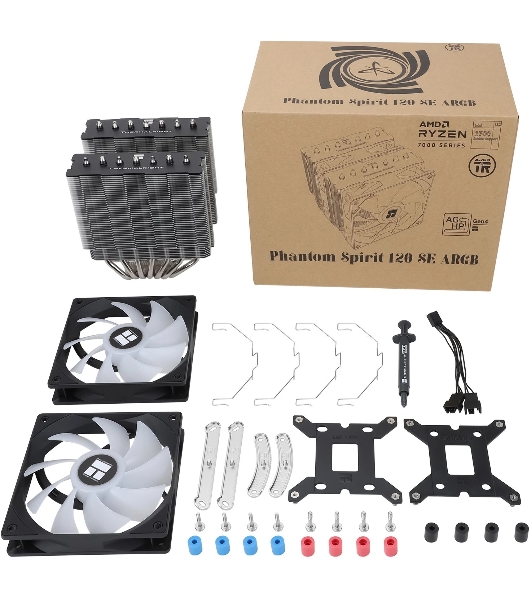 Кулер Thermalright Phantom Spirit 120 SE ARGb Soc-AM5/AM4/1151/1200/1700 черный 4-pin 25.6dB Al+Cu 765gr Ret (PS120-SE-ARGb)