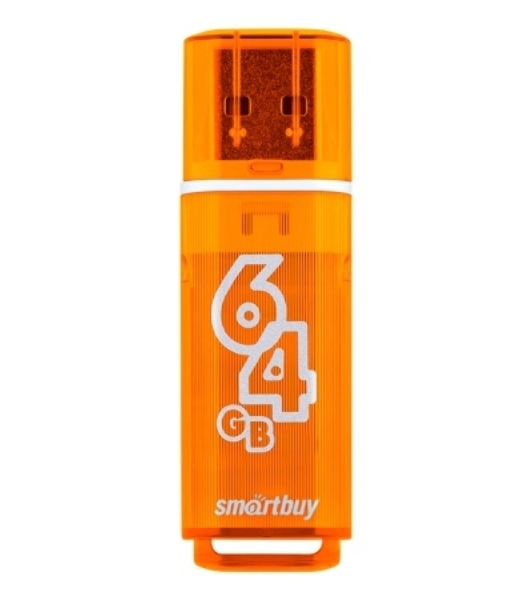 Флешка USB Smartbuy Glossy series Orange (SB64GbGS-Or), 64Gb, USB 2.0, R/W 25/15, оранжевый
