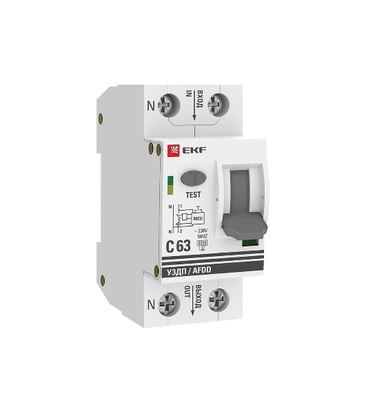 Устройство защиты от дугового пробоя EKF PROxima (УЗДП) 1P+N C 63А 6кА с авт. выкл. afdd-2-63C-pro