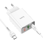 Сетевое зарядное устройство HOCO (6931474769824) C100Aaa 1USB+1Type-C 3.0A QC3.0 PD 20W, белый, фото5