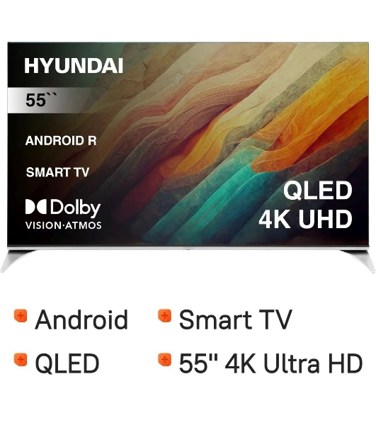 Телевизор Hyundai 55' H-LED55QBU7500 черный QLED UHD 60Hz Smart TV