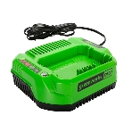 Зарядное устройство GreenWorks 60V (2932007)'Зарядное устройство Greenworks (модель) - используется для заряда аккумуляторных батарей Гринворкс 60 вольт на 2 А/ч,4 А/ч и 6 А/ч.Время зарядки данных аккумуляторов составляет: 2 А/ч = 60 минут; 4 А/ч = 120 минут.Зарядка оснащается системой автоматического отключения при достижении максимального заряда батареи для сохранения рабочих характеристик Li-Ion, а также специальным чипом, который защищает батарею от перегрева. Эти современные системы интеллектуального заряда обеспечивают сохранность дорогостоящего лития от преждевременной потери своих свойств и обеспечивают максимально возможный срок службы батареи. Для устойчивости зарядка имеет прорезиненные ножки. Для крепления на стену есть специальная проушина. На корпусе зарядки присутствую индикаторы заряда. Питание зарядного устройства осуществляется от сети 230 вольт переменного тока 50-60 Гц, 1,9 Ампер.Преимущества модели: Совместимость с аккумуляторами Greenworks 60V; Чип для защиты от перегрева, фото3