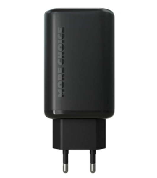 Сетевое зарядное устройство MORE CHOICE (4610196409646) NC79 1USB+2Type-C 3.0A PD 65W быстрая зарядка черный