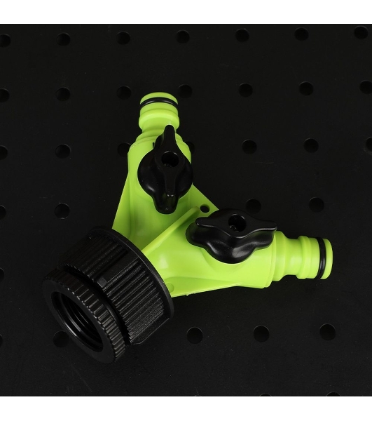 Распределитель поливочный двухканальный Deli DL8797 1';-3/4';, внутренняя резьба, 2 вентиля, ударопрочный пластик