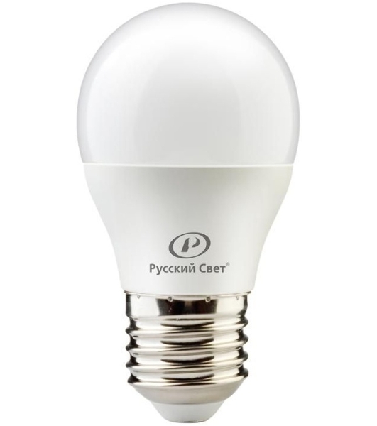Лампа светодиодная RS G45 E27 6W 220-240V 4000К 6Вт 600лм Ra 90 шар Русский Свет 15010445047