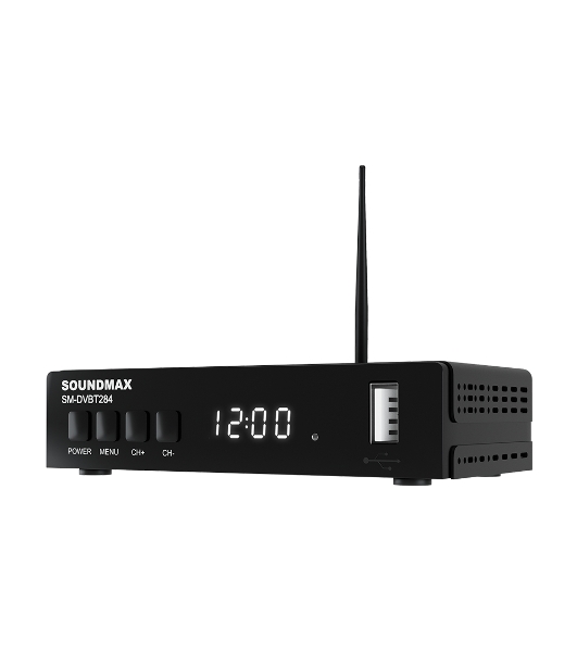 Приставка для цифрового ТВ SoundMax SM-DVBT284 черный, DVB-T2, DVB-T, DVB-C, HDMI, USB 2.0 х2