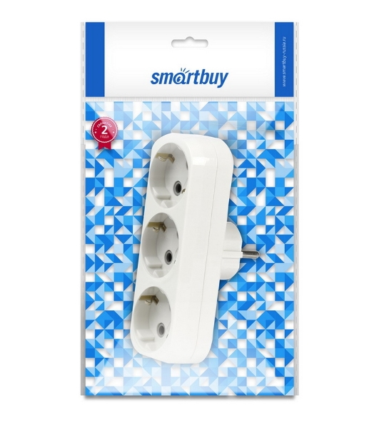 Тройник Smartbuy (SBE-16-A02-3z) 3 гнезда с заземлением плоский 16А 250B