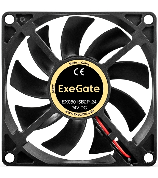 Вентилятор корпусной ExeGate EX08015B2P-24, 80 мм, 2550 об/мин, 30 дБ, 2-pin, без подсветки
