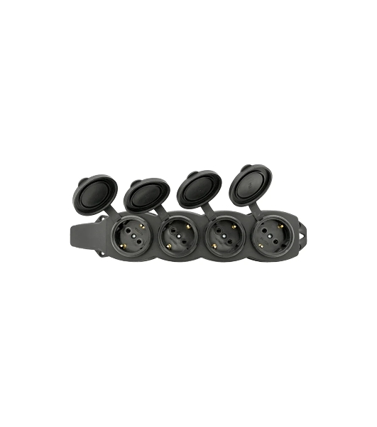 Розетка EKF RPS-020-16-230-44 PROxima четырехместная с защитными крышками каучуковая 230В 2P+PE 16A IP44
