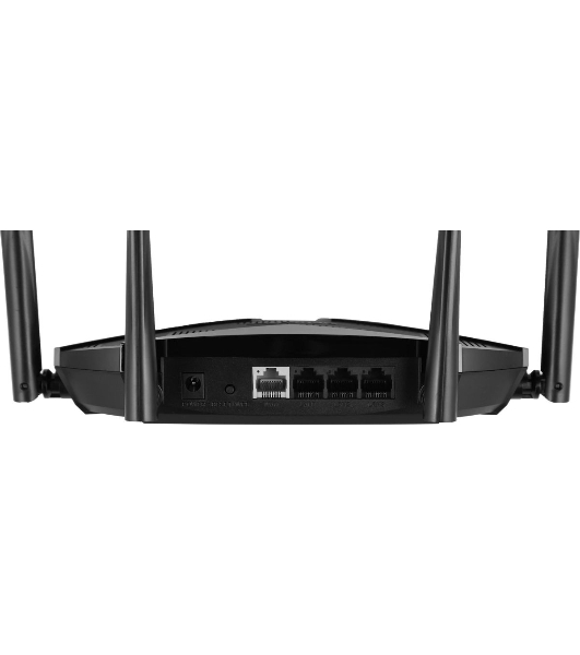 Двухдиапазонный роутер MERCUSYS MR80X AX3000 Wi-Fi 6, до 574 Мбит/с на 2,4 ГГц + до 2402 Мбит/с на 5 ГГц,4 фиксированные внешние антенны, 3 гигабитных порта LAN, 1 гигабитный порт WAN