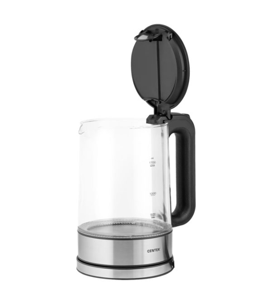 Электрочайник Centek CT-0032 прозрачный, 1.7 л, 2200 Вт, скрытый нагревательный элемент