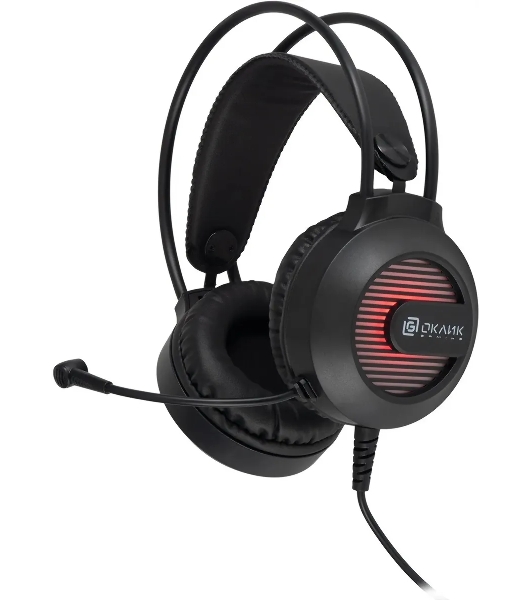 Гарнитура Oklick HS-L300G чёрный, проводная, 3.5 мм, подсветка